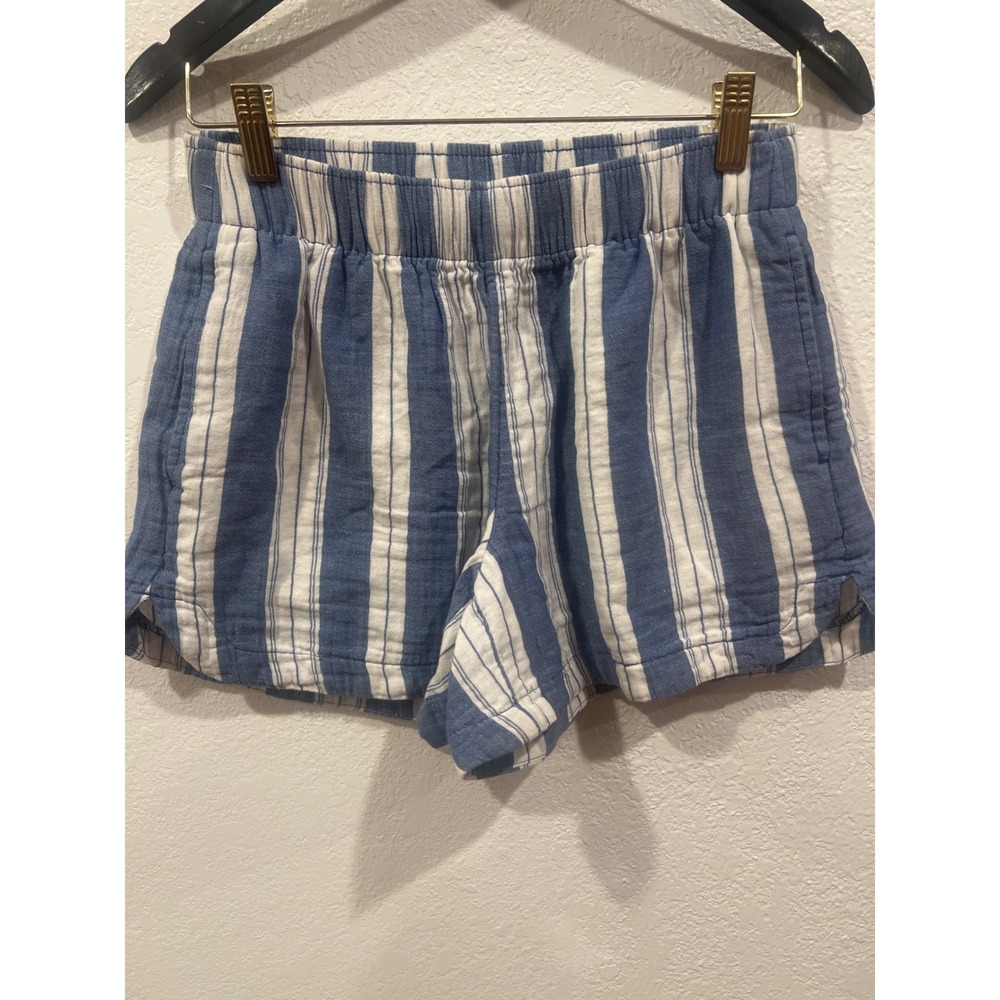 Old Navy Womens High-Waisted Crinkle Gauze Shorts 4" Blue & White Stripe